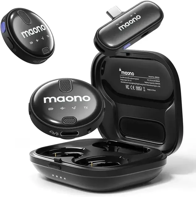 For Maono WM620 Pro Wireless Mic CD Sound 48kHz 18H Battery Range 328ft 2-Level Noise Cancel Tap Mute for iPhone 15 Android
