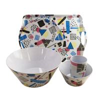 Ensemble de vaisselle en mélamine géométrique, plateau, bol, tasse, service de table pour la maison et les fêtes