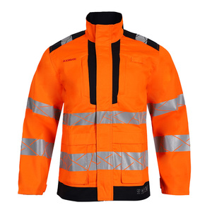 Uniformes de vêtements de travail de construction de <span class=keywords><strong>sécurité</strong></span> réfléchissants haute visibilité pour hommes <span class=keywords><strong>Veste</strong></span> extensible de <span class=keywords><strong>sécurité</strong></span> ignifuge - Product Image 4