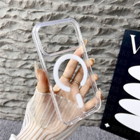 Funda Magnética Transparente para Teléfono Móvil con Carga Inalámbrica, Resistente a Golpes, de TPU y PC, para 17 Pro Max