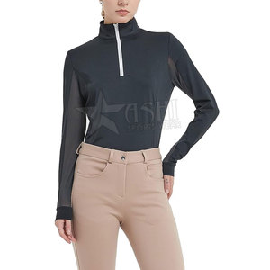 2024 Trendy Design Women Half Zipper Horse Riding Shirts Breathable Female <b>Base</b> <b>Layers</b> <b>Long</b> <b>Sleeve</b> Equestrian Clothing Ladies - Product Image 2