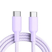 Kabel USB-C ke USB-C 240W Grosir 1M Desain Kepang 3A Pengisian Cepat Konduktor Tembaga Murni untuk Ponsel Komputer Power Bank