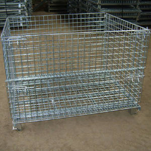 Contenedor de alambre de almacenamiento de almacén, jaula de caja de malla de acero para estanterías de paletas de Metal para jaula de almacenamiento de rotación de Material - Product Image 1