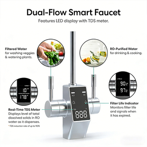 Système d'osmose inverse Purey, <span class=keywords><strong>filtre</strong></span> à <span class=keywords><strong>eau</strong></span> double RO, 600 GPD, débit rapide, sans réservoir, <span class=keywords><strong>sous</strong></span> <span class=keywords><strong>évier</strong></span>, avec robinet LED intelligent - Product Image 5