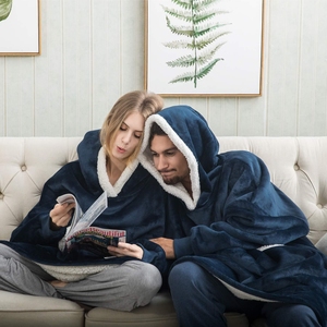 Microfiber Custom Grey Sherpa <strong>Blanket</strong> <strong>Hoodie</strong> Fleece Plush <strong>Cosy</strong> Oversized <strong>Hoodie</strong> with Sleeves - Product Image 3