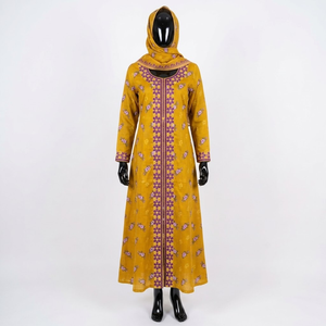 Robe indienne Mukhawar en pur coton doux avec Dupatta pour femme arabe avec 4 mètres de longueur - Product Image 1