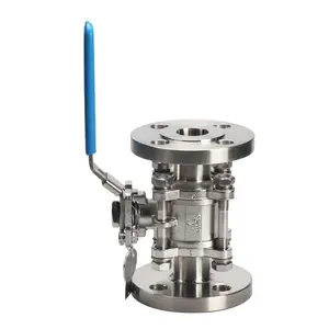 Flange Type Ball Valve QINFENG CF8 Cf8m Stainless Steel BSP NPT BSPT SS304/SS316L High Platform Manual Flanged 3PC Ball Valve For Semiconductor