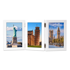 Marco de Fotos Triple Plegable de Escritorio, Diseño Moderno Ecológico, 4x6 Pulgadas, Montable en Pared, Exhibición de Múltiples Imágenes, Soporte Creativo - Product Image 5