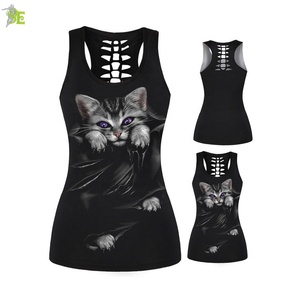 Camisetas sin mangas a la moda para mujer con cuello redondo sublimación impresa animales chaleco Sexy informal para verano Chaleco de talla grande - Product Image 1