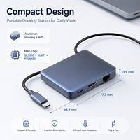 Hub USB C 5 en 1 con Gigabit Ethernet RJ45, HDMI 4K 60Hz, PD de 100W, Estación de Acoplamiento Tipo C, Adaptador de Aluminio para MacBook y Laptop