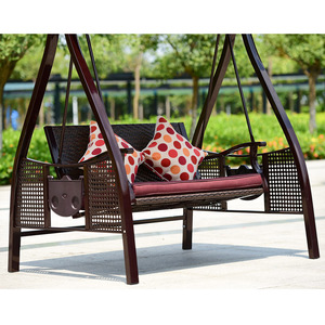 Sillón Columpio de Lujo para Exteriores, Juego de Columpios de Ratán, <span class=keywords><strong>Hamaca</strong></span> Plana, Columpio de Jardín de 2 Plazas, Resistente al Agua - Product Image 5