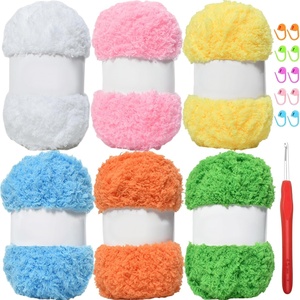 Hilo de Coral Fleece Mezclado en Bola, Material Esponjoso para Tejer Toallas y Bufandas, Kit DIY para Tejer Bolsos de Material Autotejido para Bebés - Product Image 1