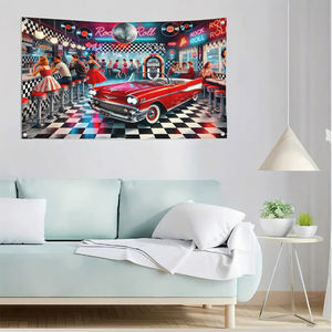 Banderas Retro <span class=keywords><strong>de</strong></span> Estilo <span class=keywords><strong>Rock</strong></span> 'n' Roll, Decoración Vintage <span class=keywords><strong>de</strong></span> <span class=keywords><strong>los</strong></span> Años 50 para Colgar en la Pared, para el Hogar, Bar, Comedor, Sala <span class=keywords><strong>de</strong></span> Juegos, Bandera <span class=keywords><strong>de</strong></span> 3x5 Pies - Product Image 2