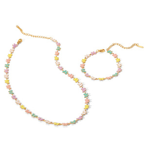 Ensemble de colliers papillons en acier inoxydable couleur or, breloques multicolores, bijoux pour femmes, ensemble de bijoux tendance - Product Image 1