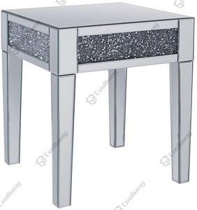 Modern Home <strong>Sofa</strong> <strong>Side</strong> <strong>Table</strong> Crushed Diamond Silver Mirrored End <strong>Table</strong> - Product Image 3