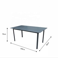 Ensemble de 7 pièces, 6 chaises et table de salle à manger d'extérieur modernes noires, meubles de jardin