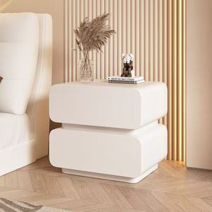 Mesa de Noche de Madera Maciza de Estilo Moderno y Sencillo con Gabinete de Almacenamiento Mini Ultraestrecho de Cuero para Dormitorio Pequeño o Sala de Estar - Product Image 2