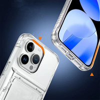 Étui de téléphone transparent en TPU avec porte-cartes pour iPhone 17 Pro Max et iPhone 16 Pro