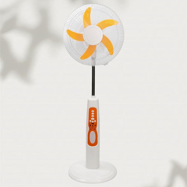 16-inch AC/DC Rechargeable Stand Fan with Battery Tower Fan Pedestal Fans 3 Speeds with LED Light with Remote Control for Home