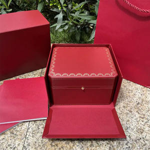 Manufacturer Direct Custom Logo Luxury Red PU Leather <b>Watch</b> Box for <b>Men</b> <b>Watch</b> Case with <b>Black</b> Velvet for Collection - Product Image 2