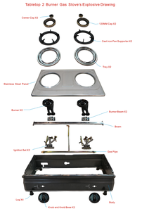 Cuisinière à <span class=keywords><strong>gaz</strong></span> 2 brûleurs en acier inoxydable de Chine, plaque de cuisson en fonte robuste, allumage automatique pour camping-car, extérieur, hôtel, usage domestique - Product Image 5
