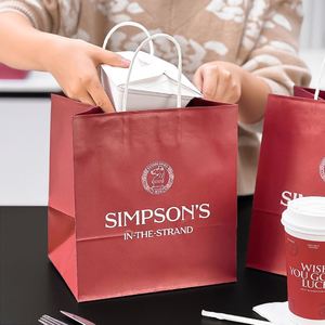 Sacs en papier kraft jetables personnalisés, biodégradables, écologiques et recyclables pour la cuisine britannique avec poignées torsadées - Product Image 2