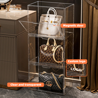 WANUO Étui de présentation transparent pour sacs à main, boîtes de présentation pour sacs à main et cadeaux, bacs et boîtes de rangement en plastique avec porte magnétique