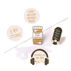 Pins <span class=keywords><strong>de</strong></span> Metal Esmaltados con Diseño <span class=keywords><strong>de</strong></span> I Love Rock and Roll, Broche Personalizado con la Frase Music Is My Life, Regalos para Amantes <span class=keywords><strong>de</strong></span> la Música - Product Image 1