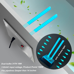<span class=keywords><strong>18</strong></span> Watts kép UV <span class=keywords><strong>UVC</strong></span> ánh sáng 2 bóng đèn 110V đèn phần lọc không khí cho toàn bộ ngôi nhà HVAC & Duct lọc đèn UV cho máy lọc không khí - Product Image 4
