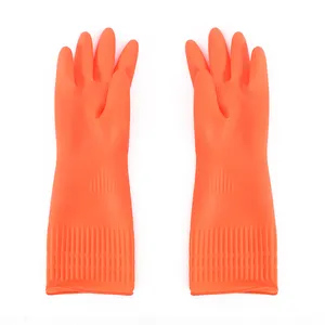 Professional factory Reusable Long Waterproof Cleaning Gloves Latex Hand Glove Rubber Material For Dish