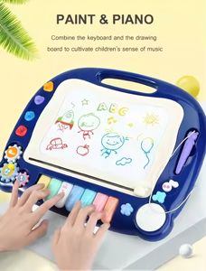 Set mainan papan gambar untuk anak-anak, Set meja tulis magnetik Piano belajar cat, game pendidikan bayi musikal - Product Image 2