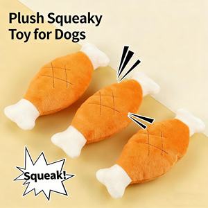 Giocattolo per cani in peluche a forma di coscia di pollo a doppio strato, ecologico, resistente ai morsi, con funzione sonora, 18x6cm, fantasia unita, per commercio transfrontaliero - Product Image 1