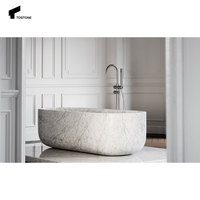Tostone Carrara série baignoires en pierre de marbre naturel autoportantes blanches pour décoration intérieure élégante de salle de bain d'hôtel à la maison