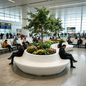 UHPC Combined Planter <b>Bench</b> Artistic Seating Commercial Public Stool for Community Leisure Venues - Product Image 2