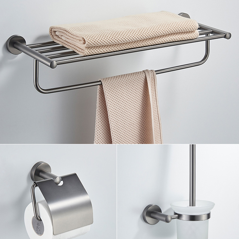 Porte-serviettes, ensemble de trois pièces, gris bronze