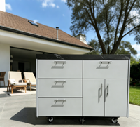 Armoire de rangement extérieure à roulettes avec roues verrouillables, organisateur utilitaire résistant aux intempéries pour jardin, patio et balcon