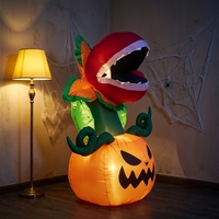 Citrouille gonflable d'Halloween avec homme qui mange une plante et lumières LED pour décoration extérieure de jardin, fête, modèle d'exposition effrayant