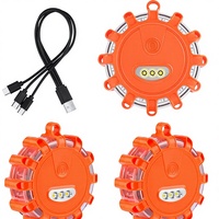Feux de signalisation routière LED rechargeables - Kit de feux de détresse clignotants (lot de 3, lumière orange) avec base magnétique et crochet pour véhicules