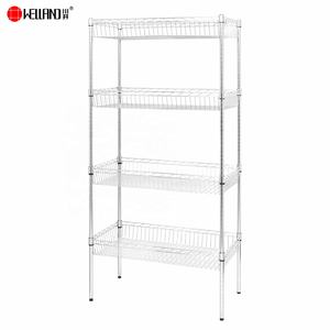 Chargement robuste étagère à panier en fil métallique chromé à 4 niveaux pour le stockage - Product Image 2