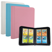 Classeur de cartes à collectionner en cuir PU avec fermeture éclair, 4 pochettes, personnalisable avec logo multicolore, pour 128 cartes