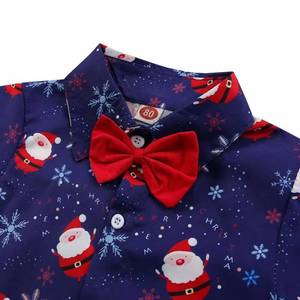 HP 2023 Ensemble haut imprimé Père Noël pour nouveau-né + pantalon rouge, vêtements de Noël pour garçons KBCS-015 - Product Image 3