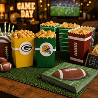 Boîtes à popcorn miniatures pour équipes de football, en carton alimentaire, emballage alimentaire personnalisé avec logo d'équipe pour fête d'anniversaire, soirée cinéma