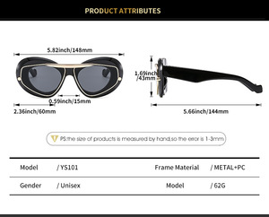 Gafas de Sol Estilo Punk Y2K, Unisex, de Diseñador, Color Lujoso, Retro, a la Moda - Product Image 2