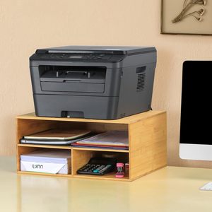 Bambus-Druckerständer mit Aufbewahrung Multifunktionales 2-stufiges Papierorganisationsregal für Zuhause, Büro und Schule - Product Image 6
