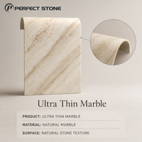 Plaque de marbre flexible ultra-mince PerfectStone, légère et en pierre naturelle, pour les murs et les meubles de salle de bain des véhicules d'expédition