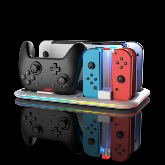 For for Console Joy-con Controller Charging Stand Fast Charging Ultra-Thin Design RGB Breathing Light Game Cards Storage