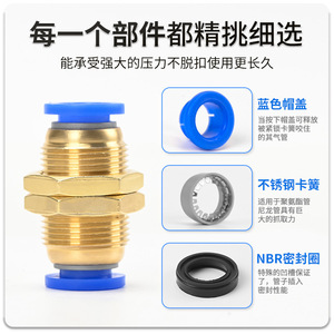 <b>Quick</b> Coupler Brass Pneumatic Fitting PM 4 6 8 10 Threaded Straight Through <b>Connector</b> For Air Hose - Product Image 5