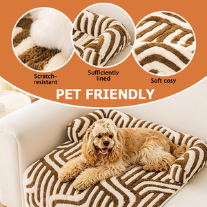 <span class=keywords><strong>Housse</strong></span> <span class=keywords><strong>de</strong></span> canapé pour animaux <span class=keywords><strong>de</strong></span> compagnie en peluche à lignes courbes, <span class=keywords><strong>coussin</strong></span> <span class=keywords><strong>de</strong></span> sol durable, résistant aux morsures, respirant et lavable pour chiens et chats - Product Image 2