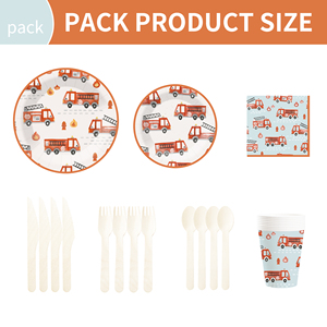 DAMAI Firetruck Birthday Party Supplies <b>Fire</b> Truck Theme Paper Plates and Napkins Set Disposable Firefighter Party Dinnerwares - Product Image 6
