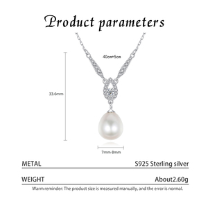 Collares con colgante de perlas de agua dulce chapados en oro de 18 quilates y plata de ley S925 para mujer, venta al por mayor de fábrica de joyería. - Product Image 3
